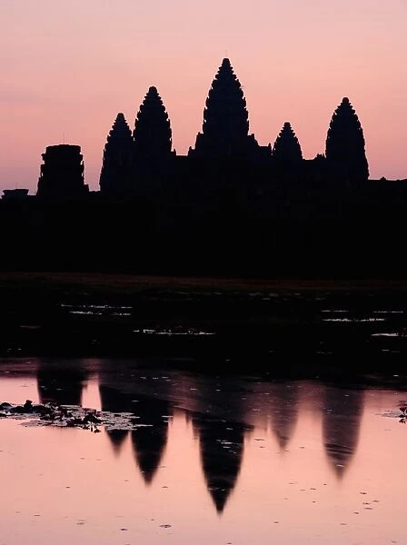 Sunrise reflection of Angkor Wat temple