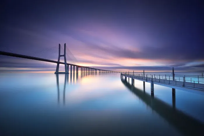 Framed Print : Sunrise in Vasco da Gama bridge Framed Print : Sunrise in Vasco da Gama bridge