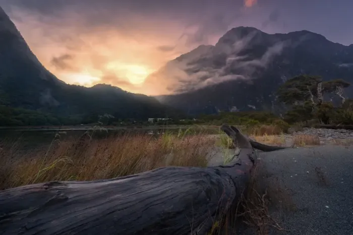 Framed Print : sunrise view at milford sound, New Zealand Framed Print : sunrise view at milford sound, New Zealand
