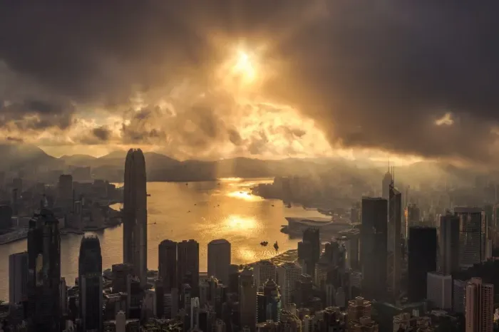 Framed Print : Sunrise view from Victoria peak, Hong Kong Framed Print : Sunrise view from Victoria peak, Hong Kong