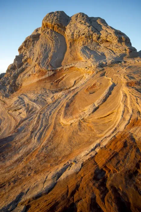 Framed Print : Sunset on abstract designs of geological formation found in Vermillion Cliffs National Monument, Arizona, USA