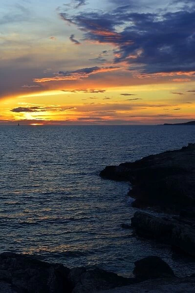 Sunset over the Adriatic Sea, Cape Kamenjak, Premantura, Istria, Croatia