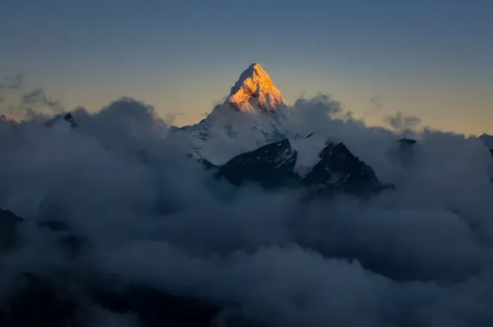 Framed Print : Sunset at Ama Dablam mountain peak Framed Print : Sunset at Ama Dablam mountain peak