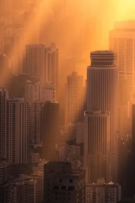 Framed Print : sunset ambience within hong kong city center Framed Print : sunset ambience within hong kong city center
