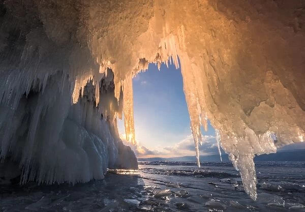 Sunset at Baikals ice cave