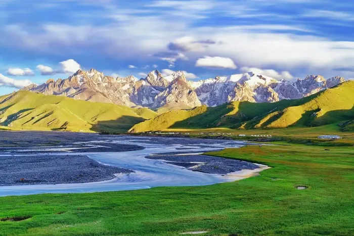 Framed Print : Sunset over the Central Tien Shan Mountains and glacier river, Kurumduk valley, Naryn province, Kyrgyzstan Framed Print : Sunset over the Central Tien Shan Mountains and glacier river, Kurumduk valley, Naryn province, Kyrgyzstan