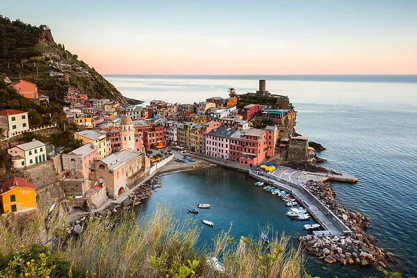 Sunset at the fishing village, Cinque Terre, Italy