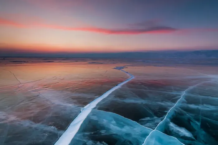 Framed Print : Sunset on the ice of Lake Baikal Framed Print : Sunset on the ice of Lake Baikal