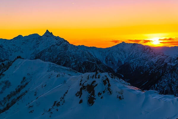 Sunset of Japanese Northern Alps