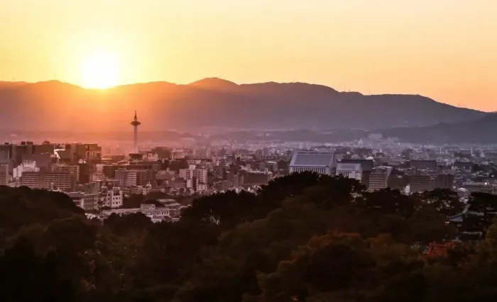 Framed Print : Sunset at Kyoto tower from Kiyomizu-dera Temple in Kyoto, Japan Framed Print : Sunset at Kyoto tower from Kiyomizu-dera Temple in Kyoto, Japan