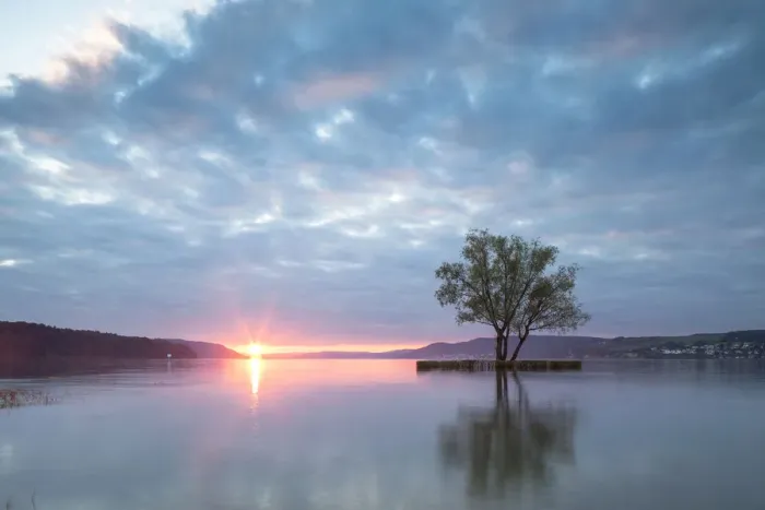 Framed Print : Sunset on Lake Ueberlingen, Dingelsdorf, Baden-Wurttemberg, Germany