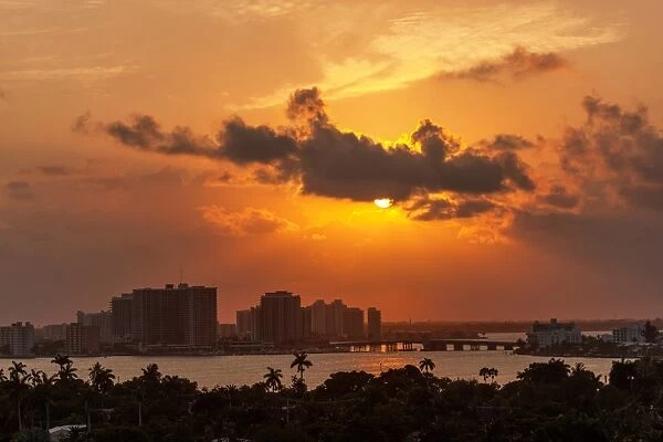 Sunset over Miami Beach, Florida, USA