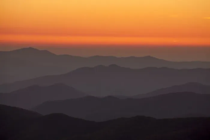 Framed Print : Sunset in mountains at Clingmans Dome, Great Smoky Mountain National Park, Tennessee, USA