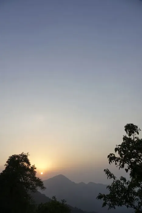 Framed Print : Sunset over the mountains in Mussoorie, a hill station in northern India Framed Print : Sunset over the mountains in Mussoorie, a hill station in northern India