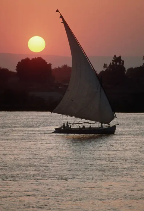 Framed Print : Sunset on the Nile with Boat Framed Print : Sunset on the Nile with Boat