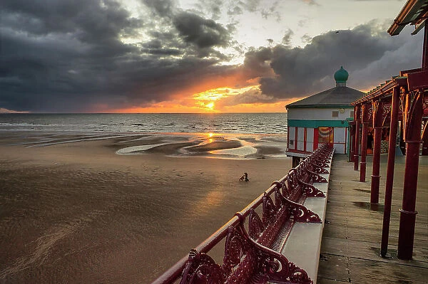 Sunset, North Pier, Blackpool, Lancashire, UK