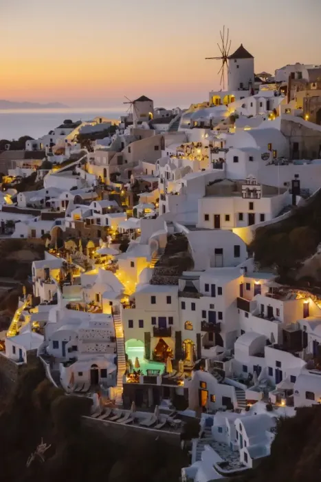 Framed Print : Sunset in Oia village, Santorini, Cyclades, Greece Framed Print : Sunset in Oia village, Santorini, Cyclades, Greece