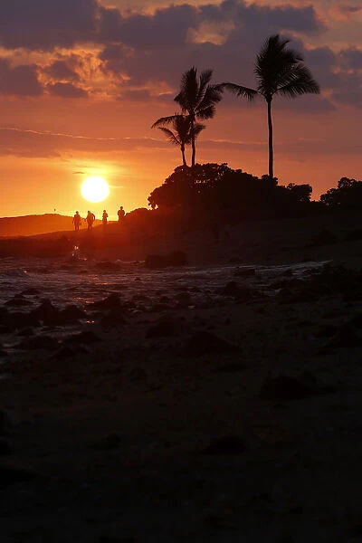 Sunset, Old Airport Beach, Kailua-Kona, Big Island, Hawaii, USA