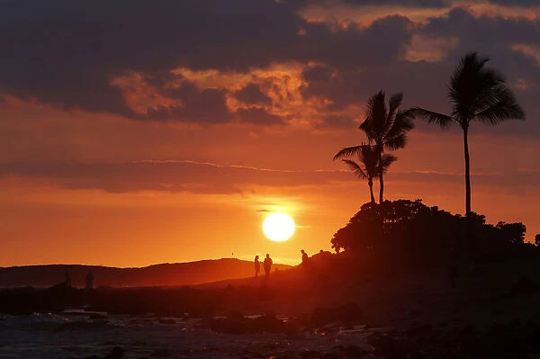 Sunset, Old Airport Beach, Kailua-Kona, Big Island, Hawaii, USA