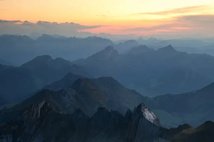 Framed Print : Sunset overlooking the Swiss Alps in eastern Switzerland, from Mt Saentis in the Alpstein Range, Switzerland, Europe Framed Print : Sunset overlooking the Swiss Alps in eastern Switzerland, from Mt Saentis in the Alpstein Range, Switzerland, Europe