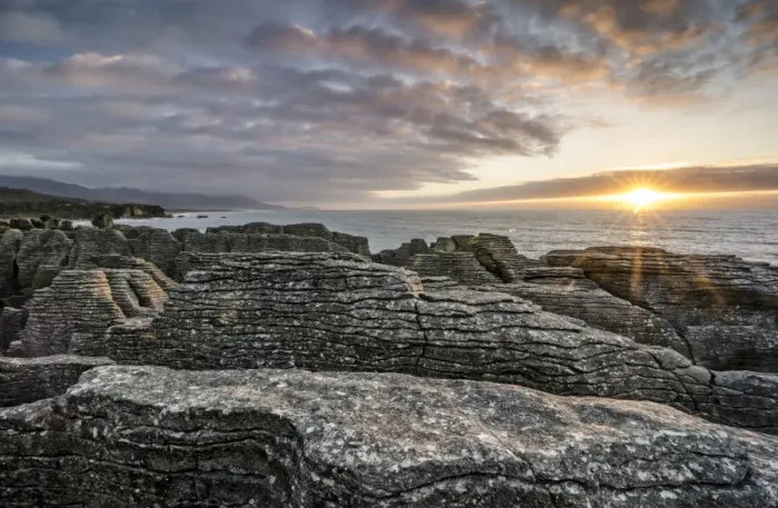 Framed Print : Sunset at the Pancake Rocks, Paparoa National Park, Punakaiki, South Island, New Zealand Framed Print : Sunset at the Pancake Rocks, Paparoa National Park, Punakaiki, South Island, New Zealand