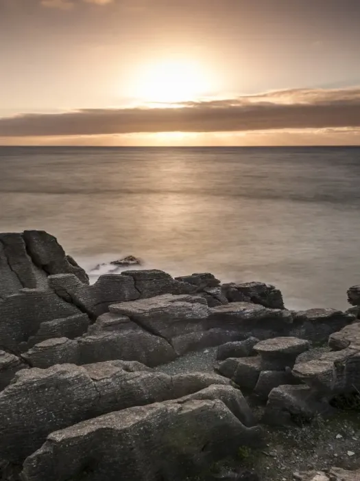 Framed Print : Sunset at the Pancake Rocks, Paparoa National Park, Punakaiki, South Island, New Zealand Framed Print : Sunset at the Pancake Rocks, Paparoa National Park, Punakaiki, South Island, New Zealand