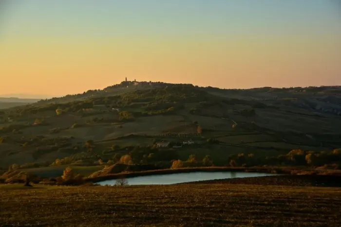 Framed Print : Sunset on Pienza from Monticchiello