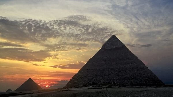 Sunset at the pyramids, Giza, Cairo, Egypt