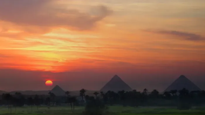 Framed Print : Sunset at the Pyramids, Giza, Egypt Framed Print : Sunset at the Pyramids, Giza, Egypt