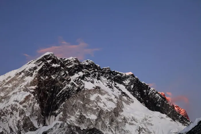 Framed Print : Sunset over the Summit of Nuptse mountain
