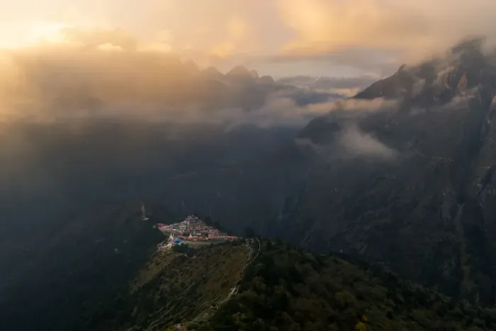 Framed Print : Sunset at Tengboche village