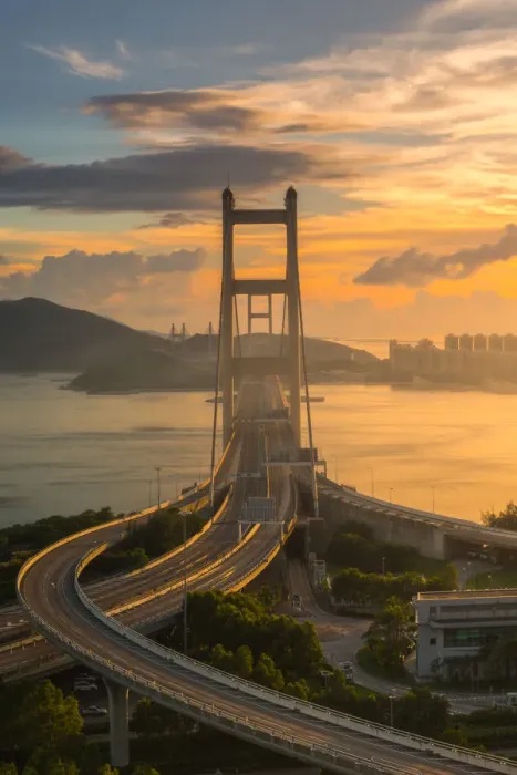Framed Print : Sunset at Tsingma bridge, Hong Kong