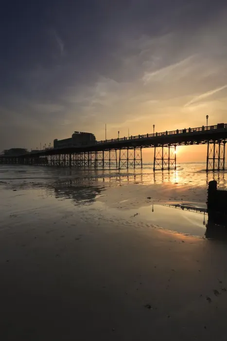 Framed Print : Sunset over the Victorian Pier, Worthing town Framed Print : Sunset over the Victorian Pier, Worthing town