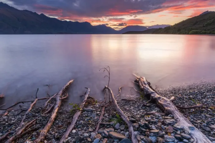 Framed Print : sunset view at Mirror lake, Queenstown