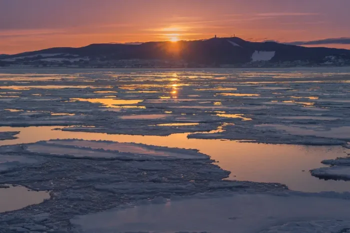 Framed Print : Sunset view of Okhotsk ice sea Framed Print : Sunset view of Okhotsk ice sea
