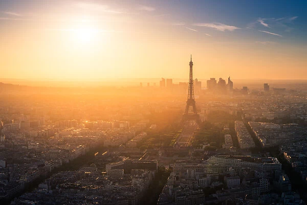 Sunset view of Paris from Montparnasse