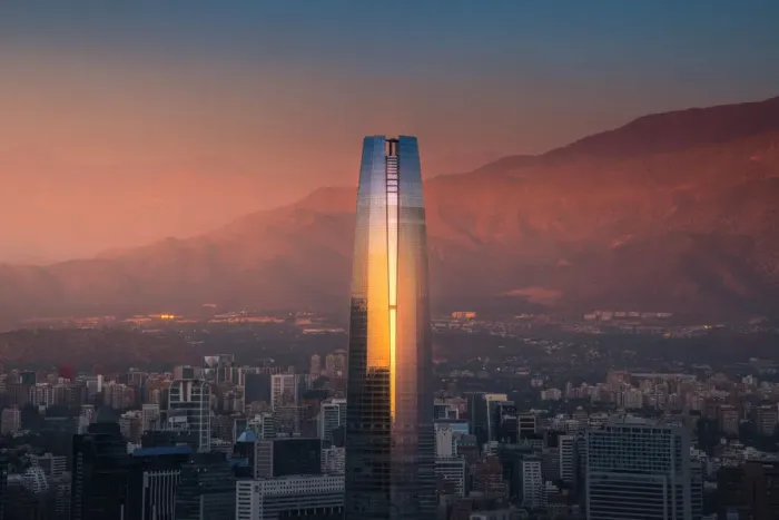 Framed Print : Sunset view of Santiago city
