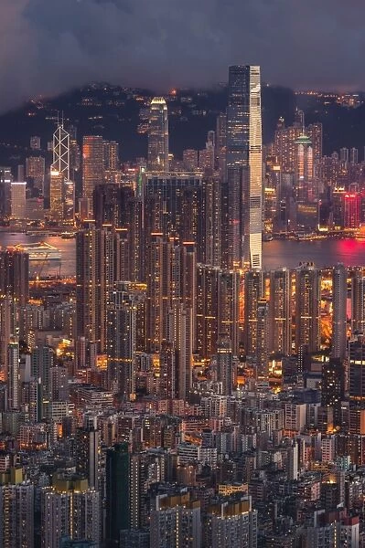 Sunset view of West Kowloon district, Hong Kong
