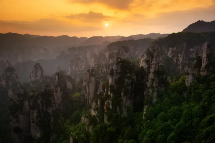 Framed Print : The sunset view of Zhangjiajie National Forest Park, Hunan, China