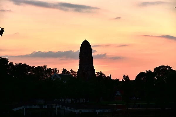 Sunset Wat phra ram temple Ayutthaya Thailand