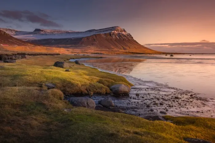 Framed Print : Sunset of West Fjord coastal landscape Framed Print : Sunset of West Fjord coastal landscape