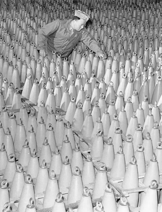 Framed Print : Supervisor Inspecting Mustard Gas Canisters
