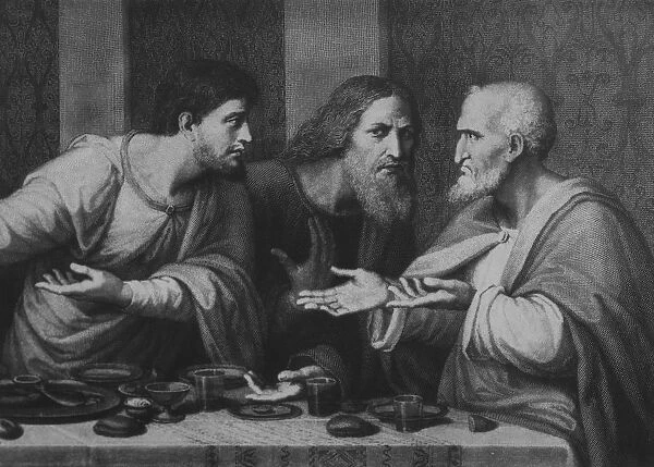 Supper Guests. From left to right, Saint Matthew, Thaddeus aka Jude the Apostle,