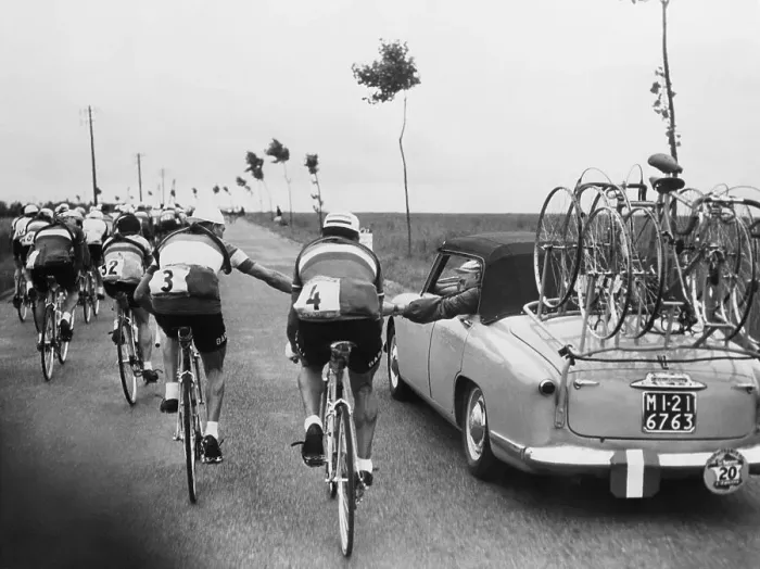 Framed Print : Support Car During Tour De France