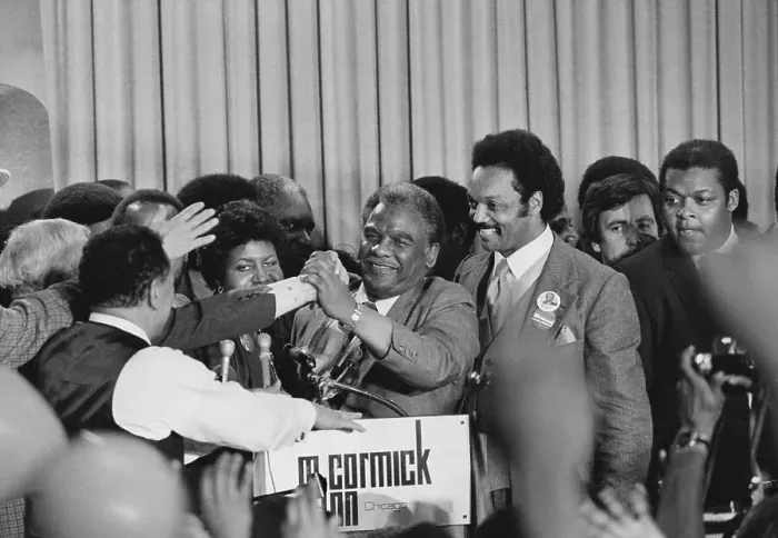 Framed Print : Supporters Congratulating Harold Washington Framed Print : Supporters Congratulating Harold Washington