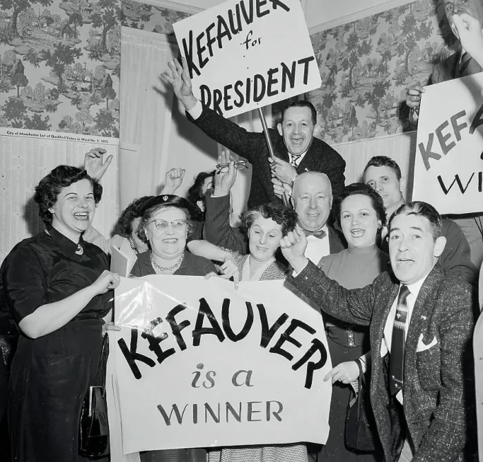 Framed Print : Supporters of Estes Kefauver Cheering