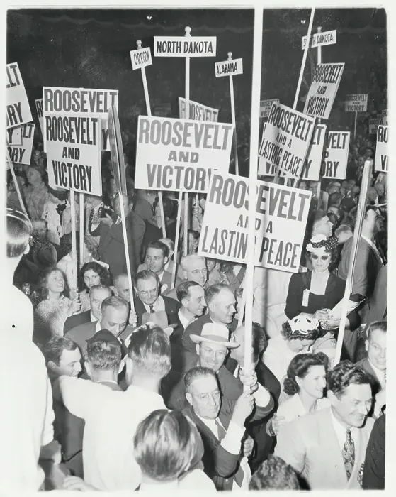 Framed Print : Supporters Holding Roosevelt Signs Framed Print : Supporters Holding Roosevelt Signs