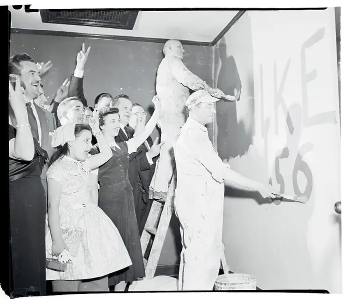 Framed Print : Supporters Painting Sign for Dwight Eisenhower Framed Print : Supporters Painting Sign for Dwight Eisenhower