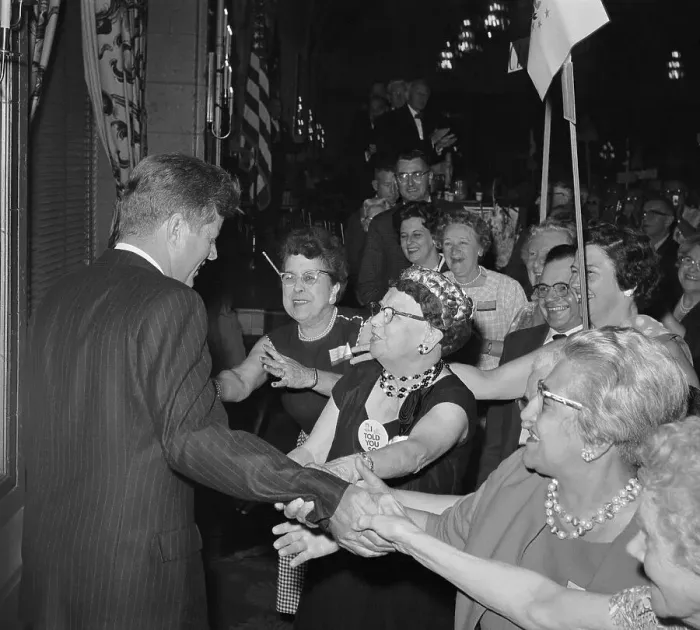 Framed Print : Supporters Welcoming President Kennedy Framed Print : Supporters Welcoming President Kennedy
