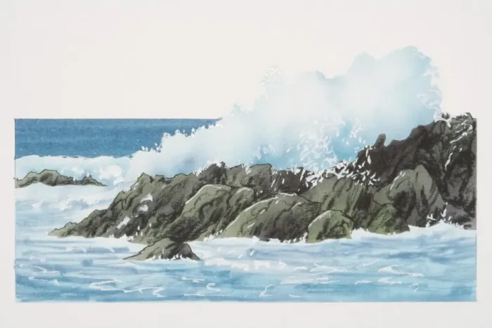 Framed Print : Surf crashing against rocks on shoreline Framed Print : Surf crashing against rocks on shoreline